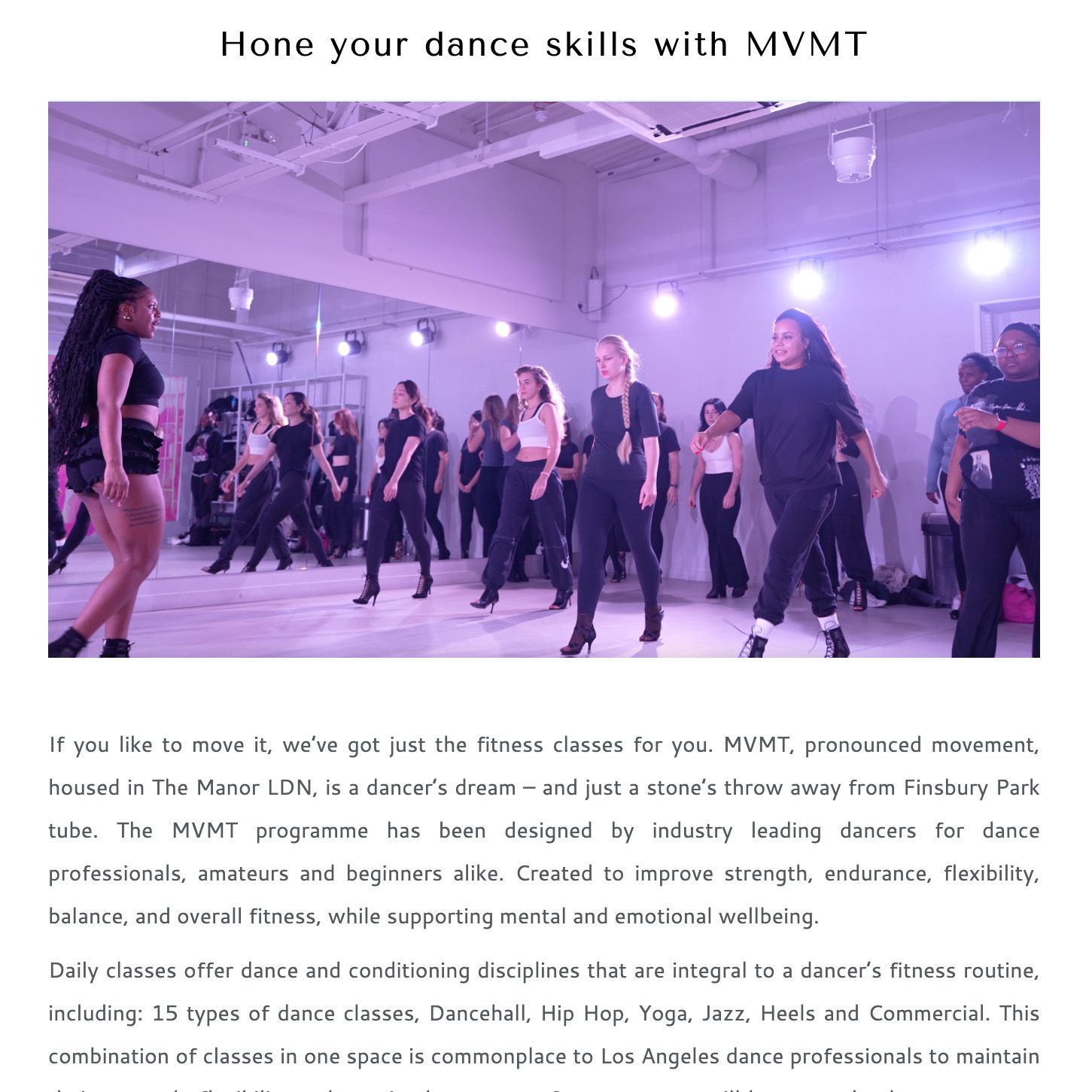 MVMT Dance classes features in The Wardrobe's Best Of Wellness In London Spring 2025