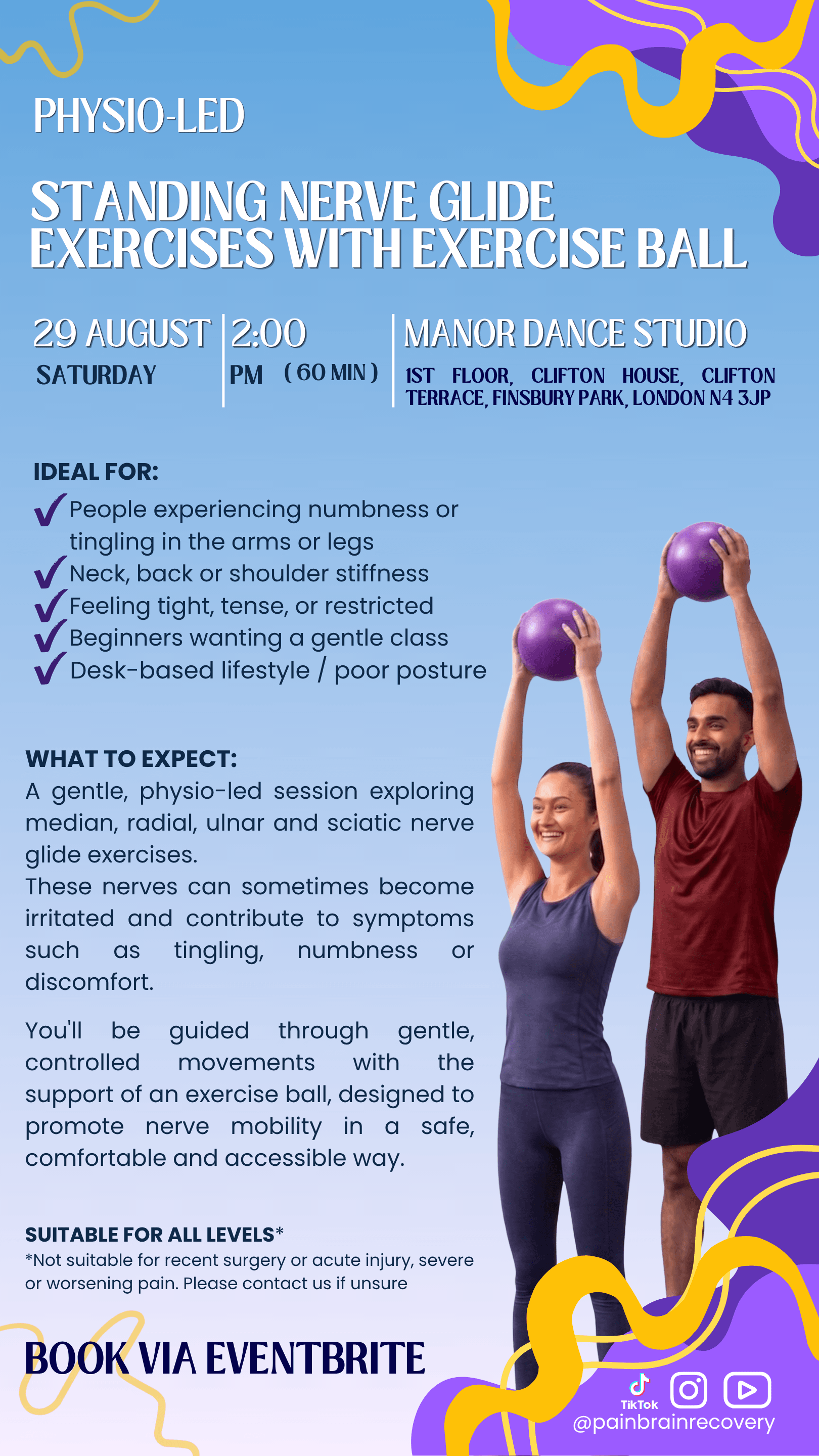 August 29th 2026 Pop-Up// Physio-Led Standing Nerve Glide Exercises with Exercise Ball